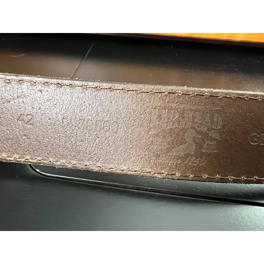 RedHead‎ Mens Brown Genuine Leather Belt Size 42 Silver Buckle Made in Mexico
